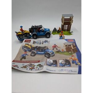 Mega Bloks Jeep Forest Expedition 97806 97834 Blue Jeep Trailer ATV Tower Set